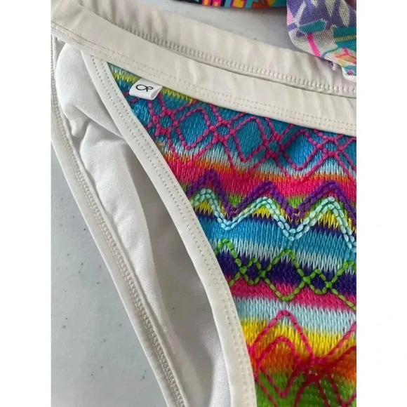 Women's OP Multicolor String Bikini Swimsuit Boho Beach Size S 0308 - Picture 2 of 12